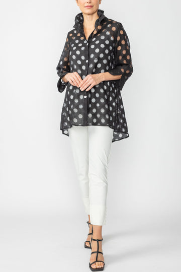 Black Wire Neck Back Button High and Low Neck